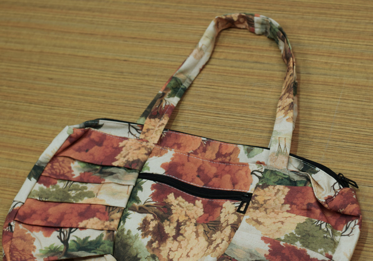 Women’s Floral Print Pleated Handbag with Inner Lining & Zipper – Nushio by Pulpel