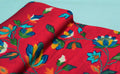 Premium Vibrant Red Floral Kashmiri Print Rayon Fabric | 44" Width