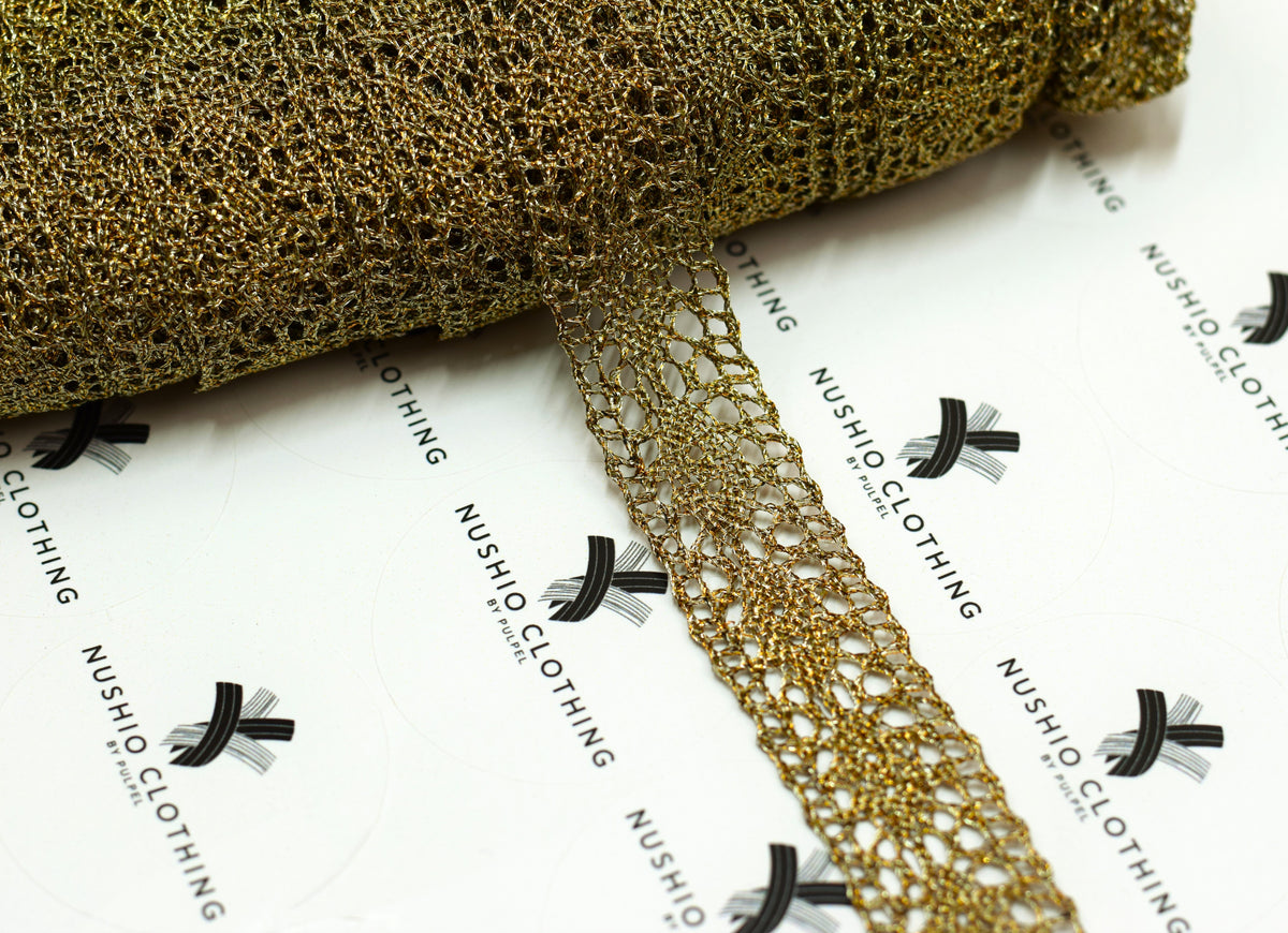 Gold Lace Trim – Decorative Metallic Crochet Lace Border | 1 Meter