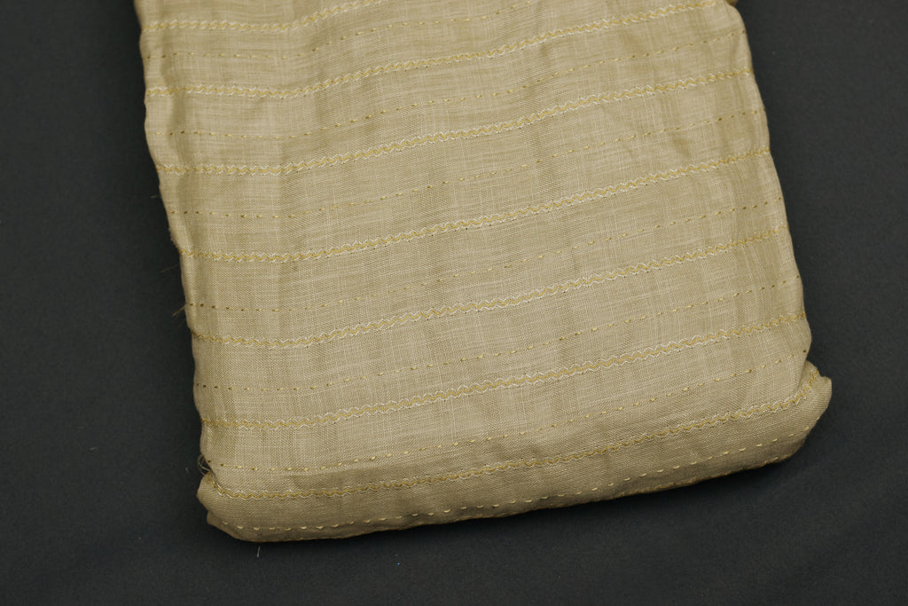 Elegant Beige Semi Linen Dress Material Set (Top & Bottom) – 44" Width