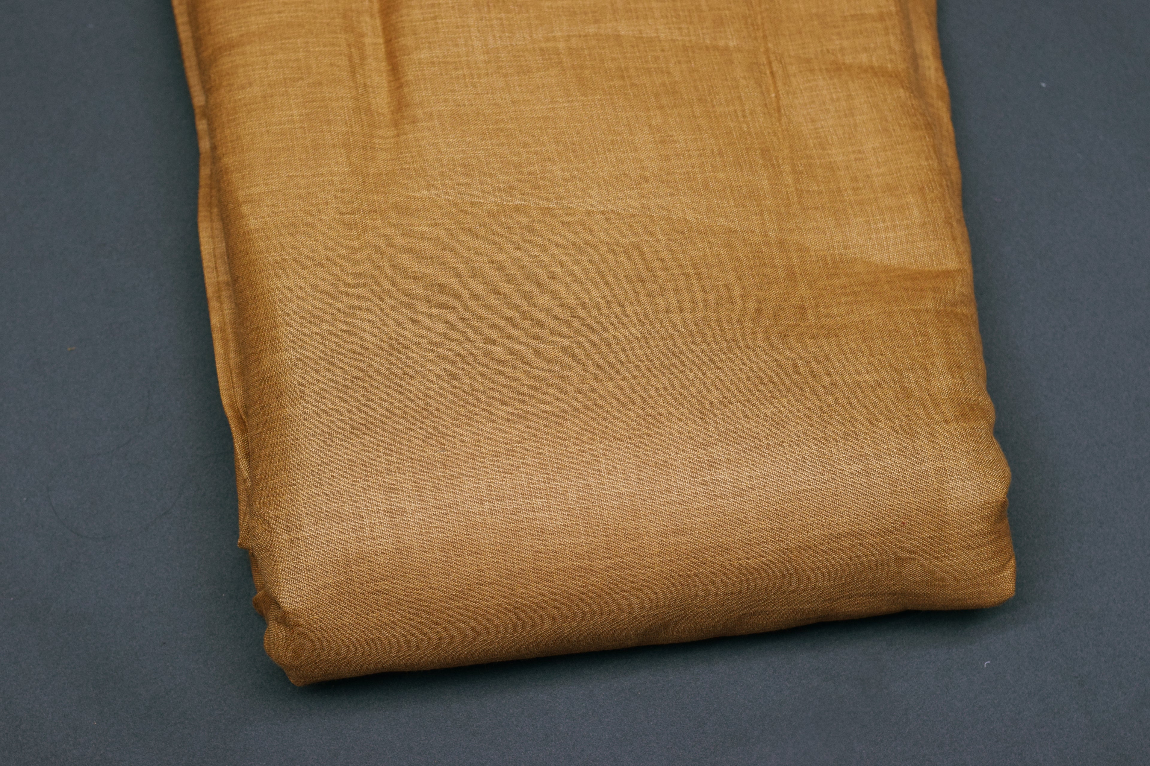 Elegant Semi Linen Dress Material Set – Textured Mustard Brown | Top & Bottom Combo (44” Width)