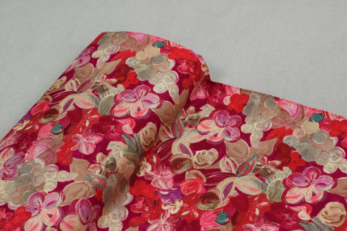 Floral Printed Rayon Fabric – Multicolor Floral Design | 44 Inch Width
