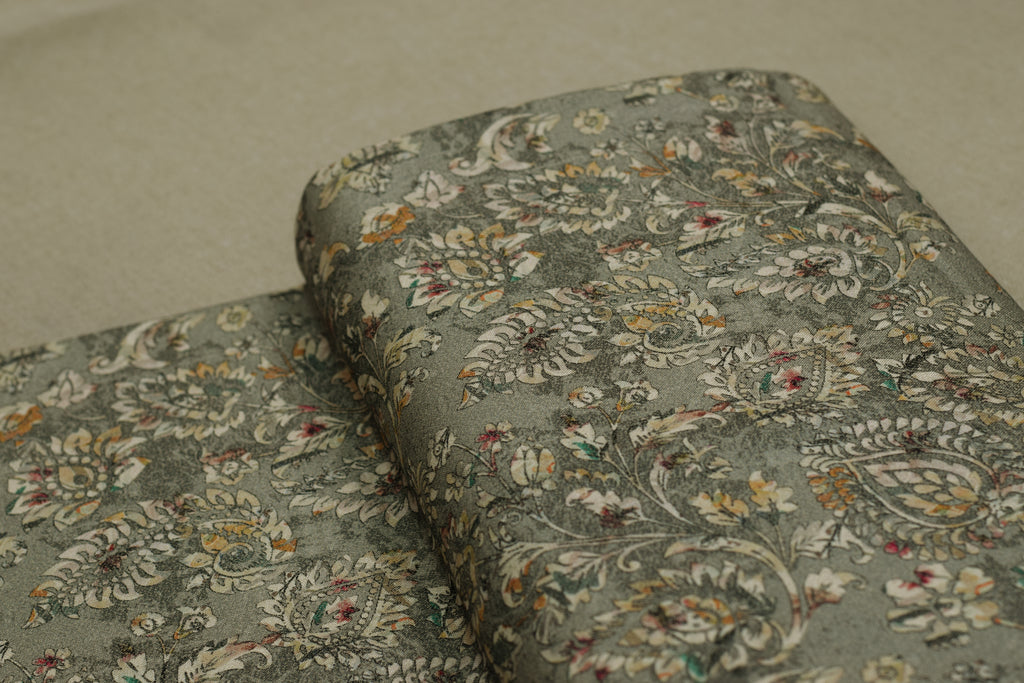 Printed Rayon Fabric – Elegant Floral & Paisley Print | 44 Inch Width