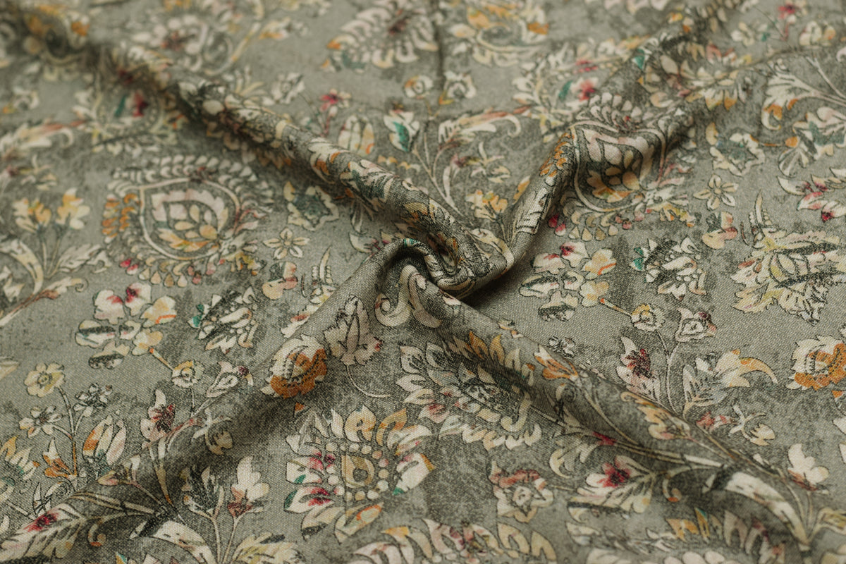 Printed Rayon Fabric – Elegant Floral & Paisley Print | 44 Inch Width