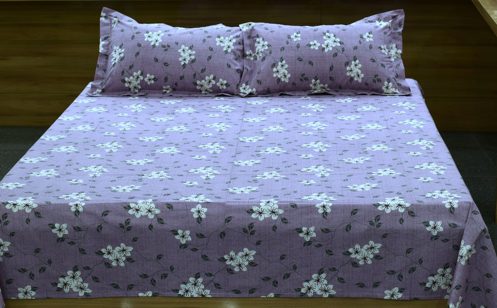 Queen Size  Bedspread – Lavender Floral Printed Bedspread with Pillow Covers