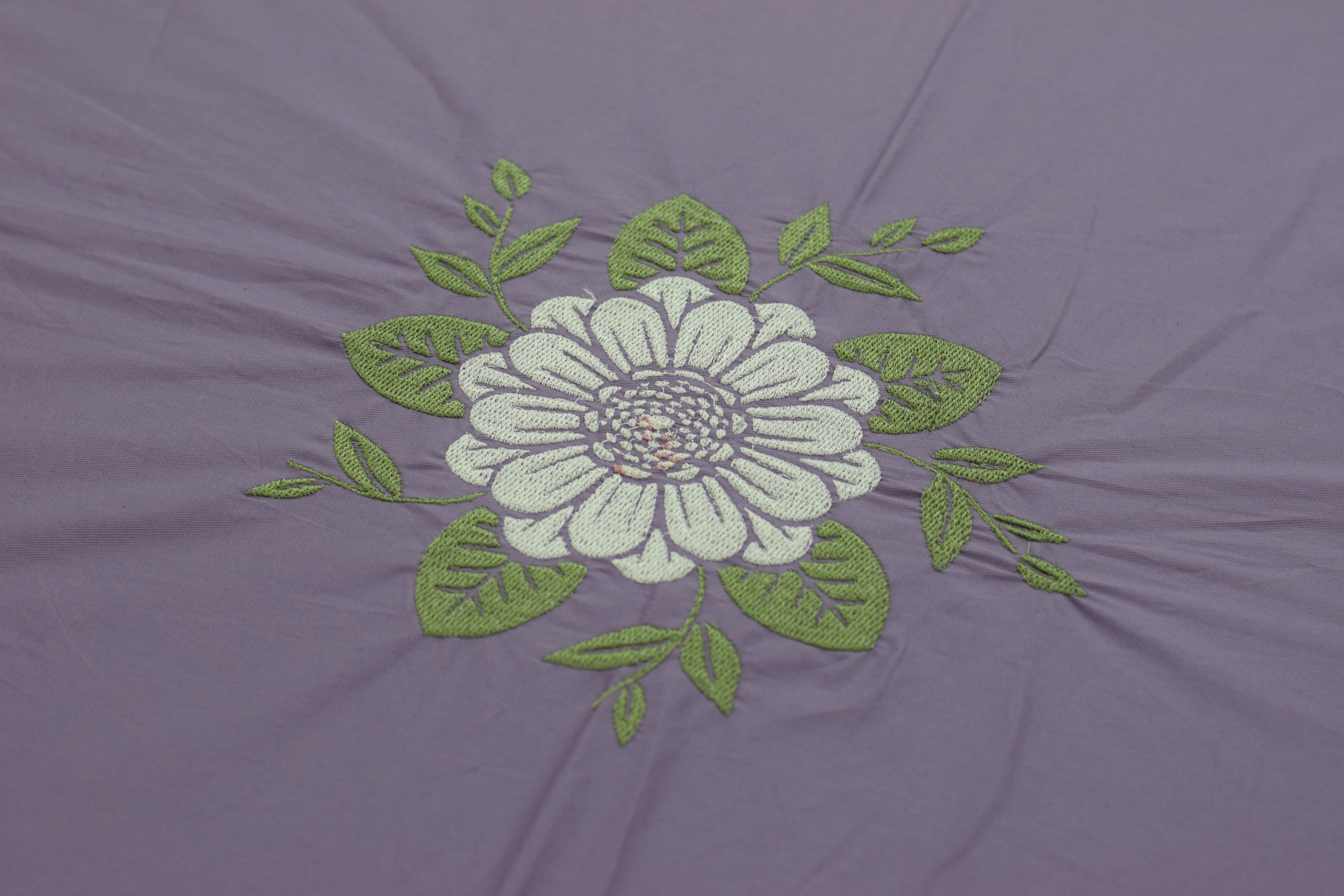 King Size Floral Embroidered Bedspread with 2 Pillow Covers – Purple | 108" x 110"