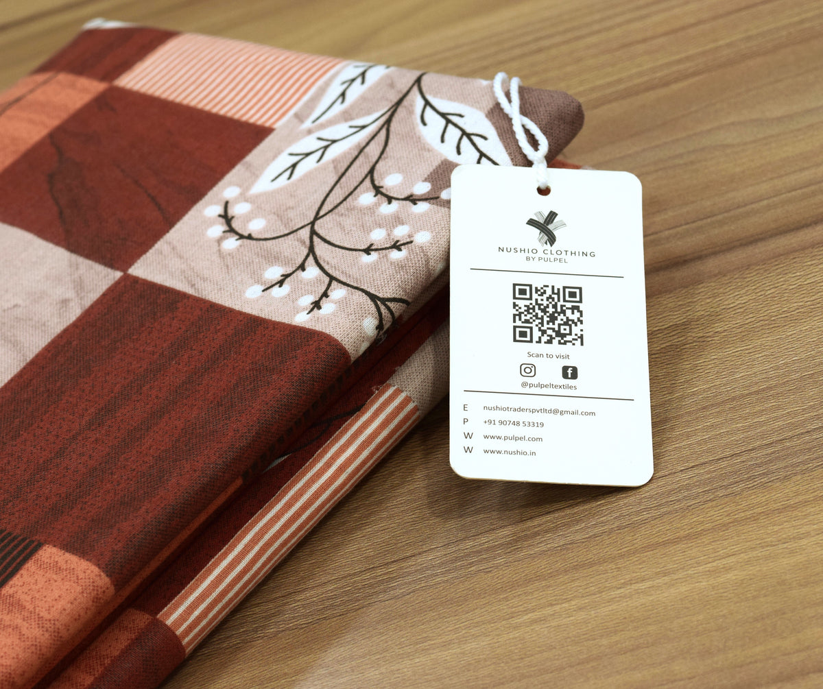 Queen Size Bedspread – Brown & Peach Floral Patchwork Print