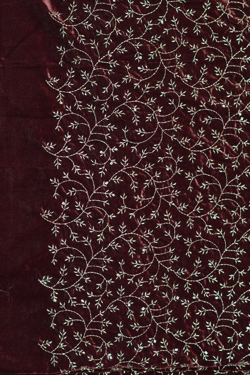 Premium Maroon Embroidered Velvet Dress Material Set (Top & Bottom)