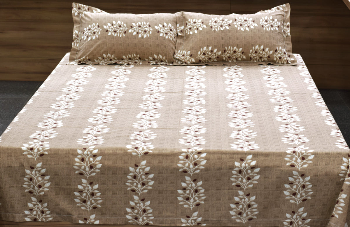 Queen Size  Bedspread – Elegant Floral Printed Bed Cover with Matching Pillow Covers