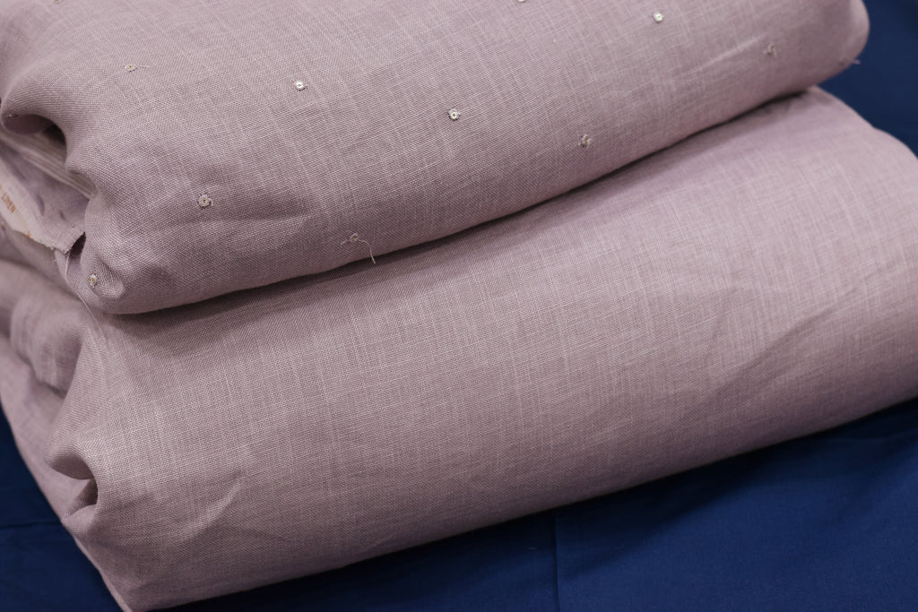 Elegant Dusty Pink Semi Linen Dress Material Set – 44" Width (Top & Bottom)