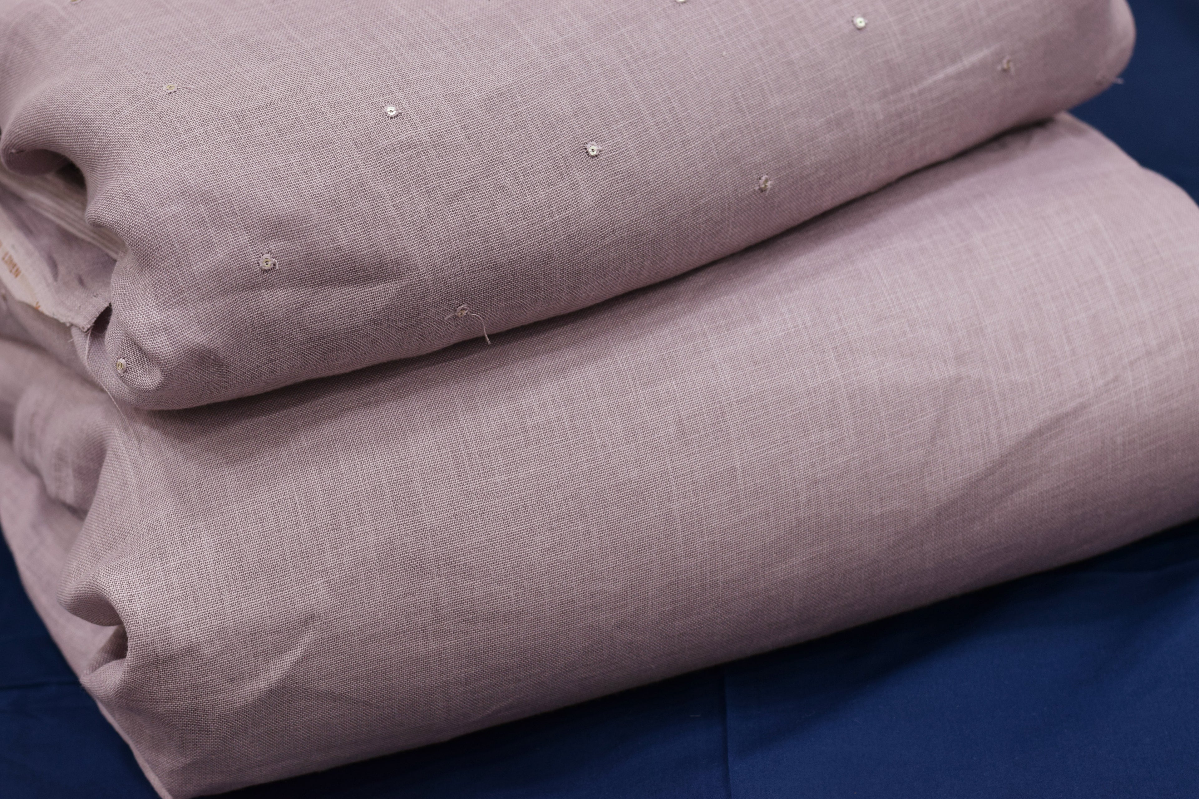 Elegant Dusty Pink Semi Linen Dress Material Set – 44" Width (Top & Bottom)