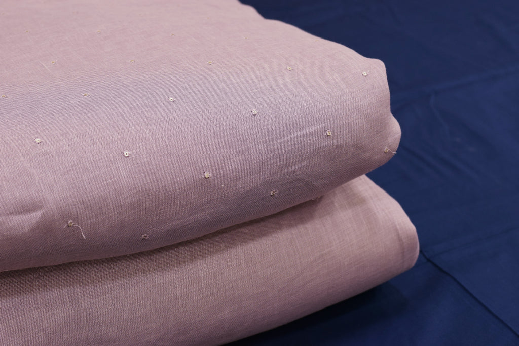 Elegant Dusty Pink Semi Linen Dress Material Set – 44" Width (Top & Bottom)