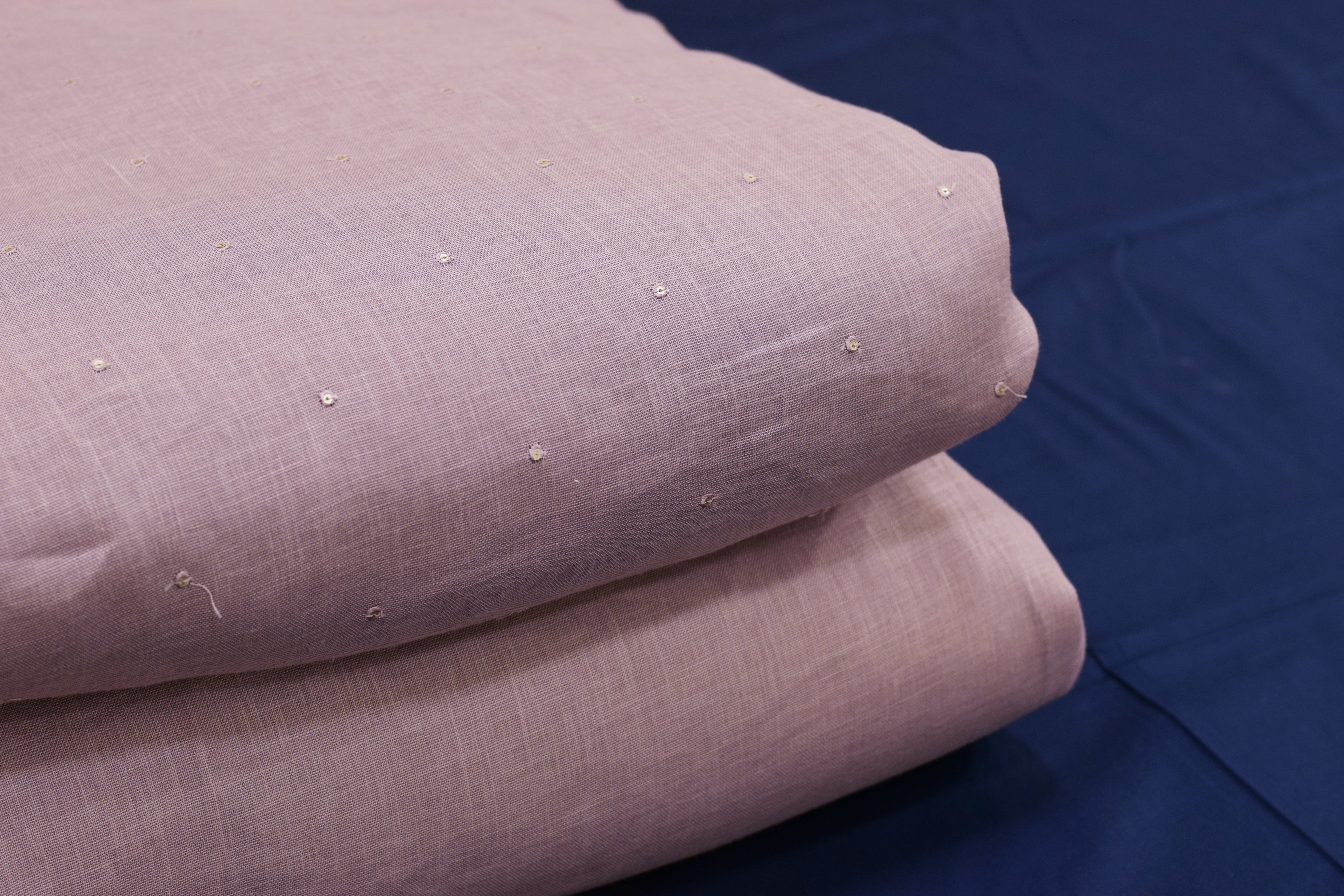 Elegant Dusty Pink Semi Linen Dress Material Set – 44" Width (Top & Bottom)