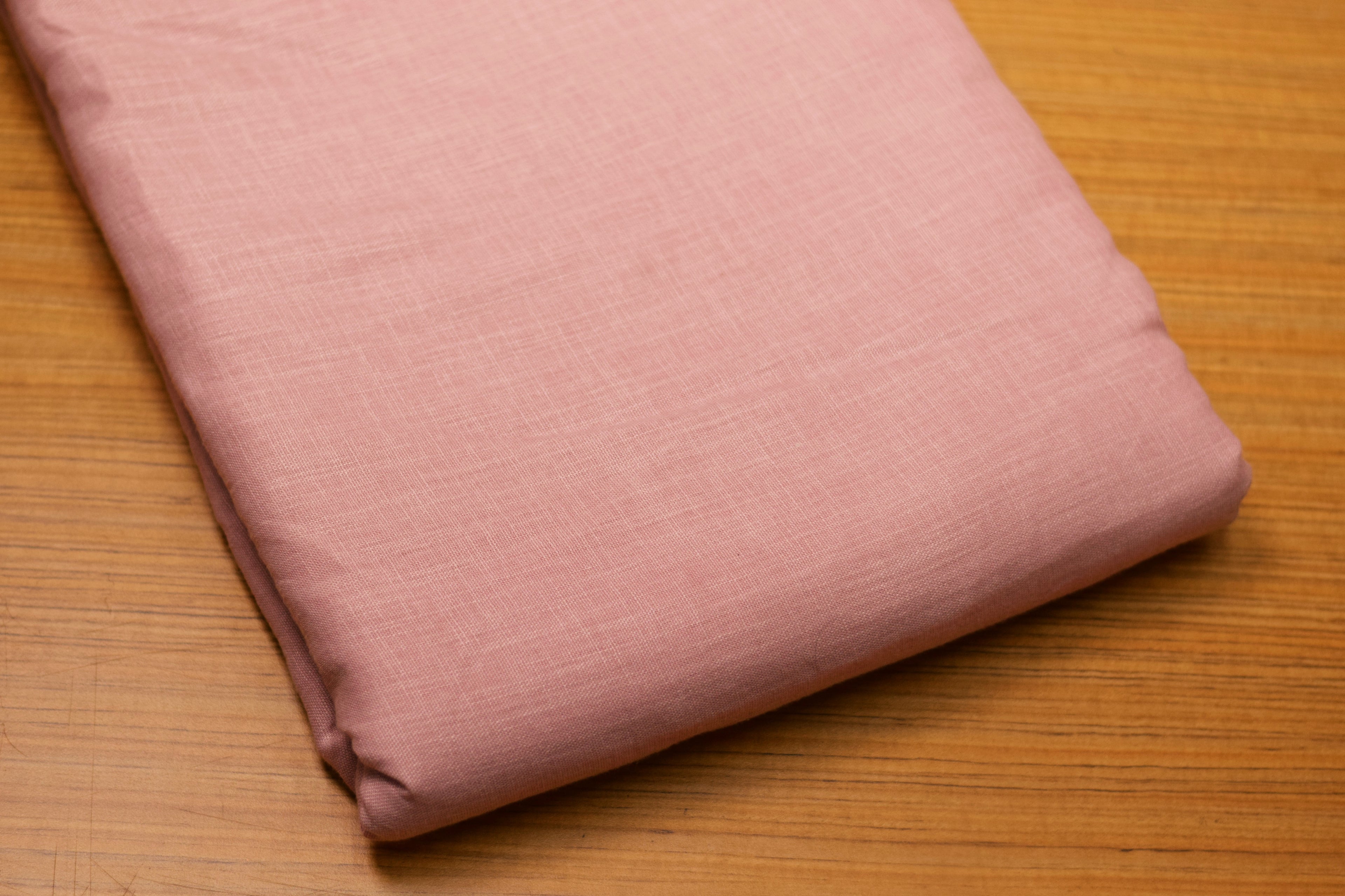 Pink Semi Linen Embroidered Dress Material Set | Top & Bottom Fabric | 44" Width