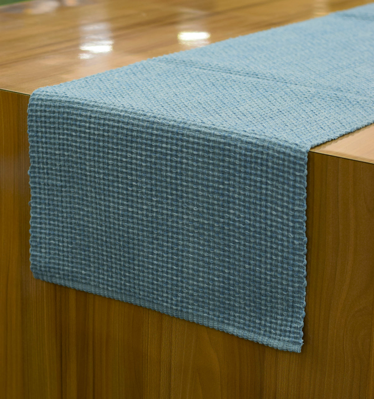 Sky Blue Textured Cotton Table Runner – 1.88 M x 32 cm