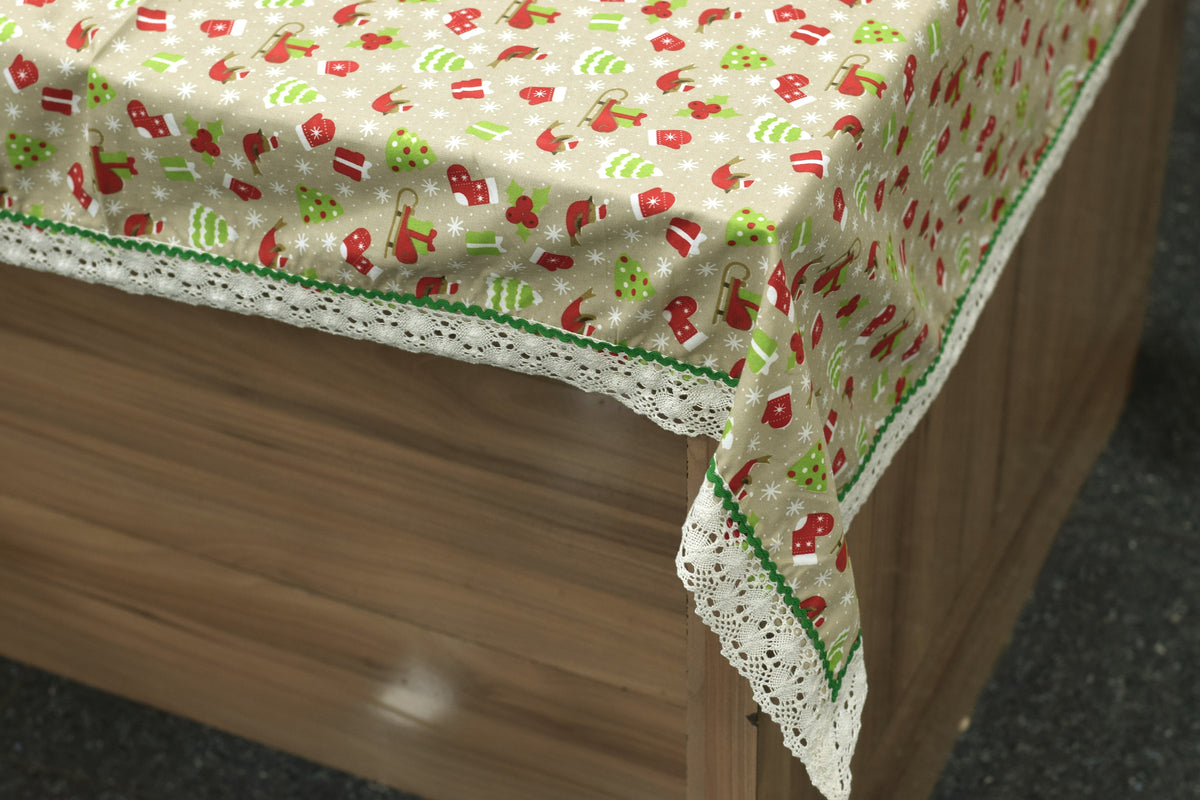 Christmas Printed Table Cloth with Decorative Lace Border | 295 × – Nushio by Pulpel