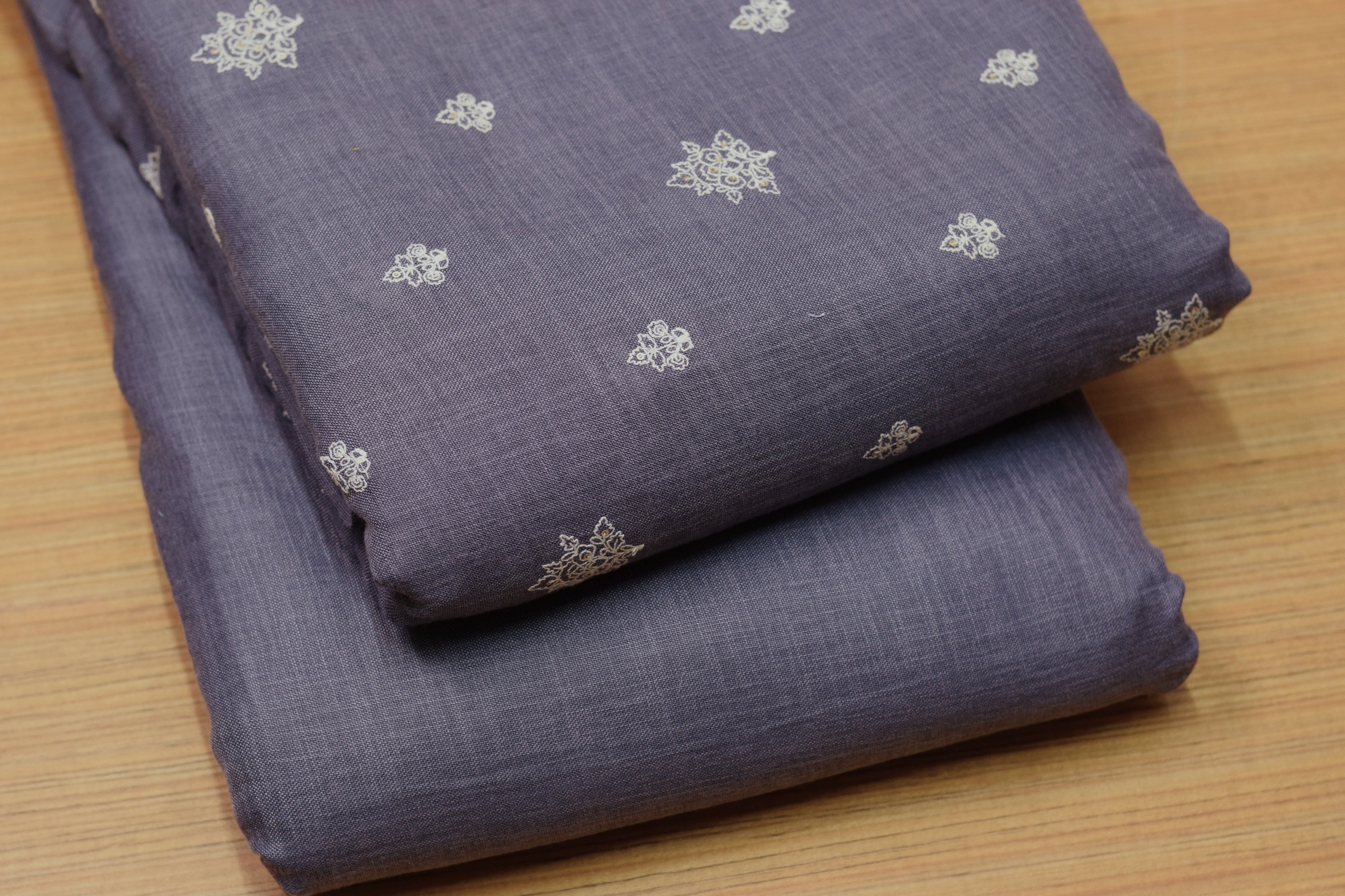 Dusty Purple Semi Linen Dress Material Set | Top & Bottom Fabric | 44" Width