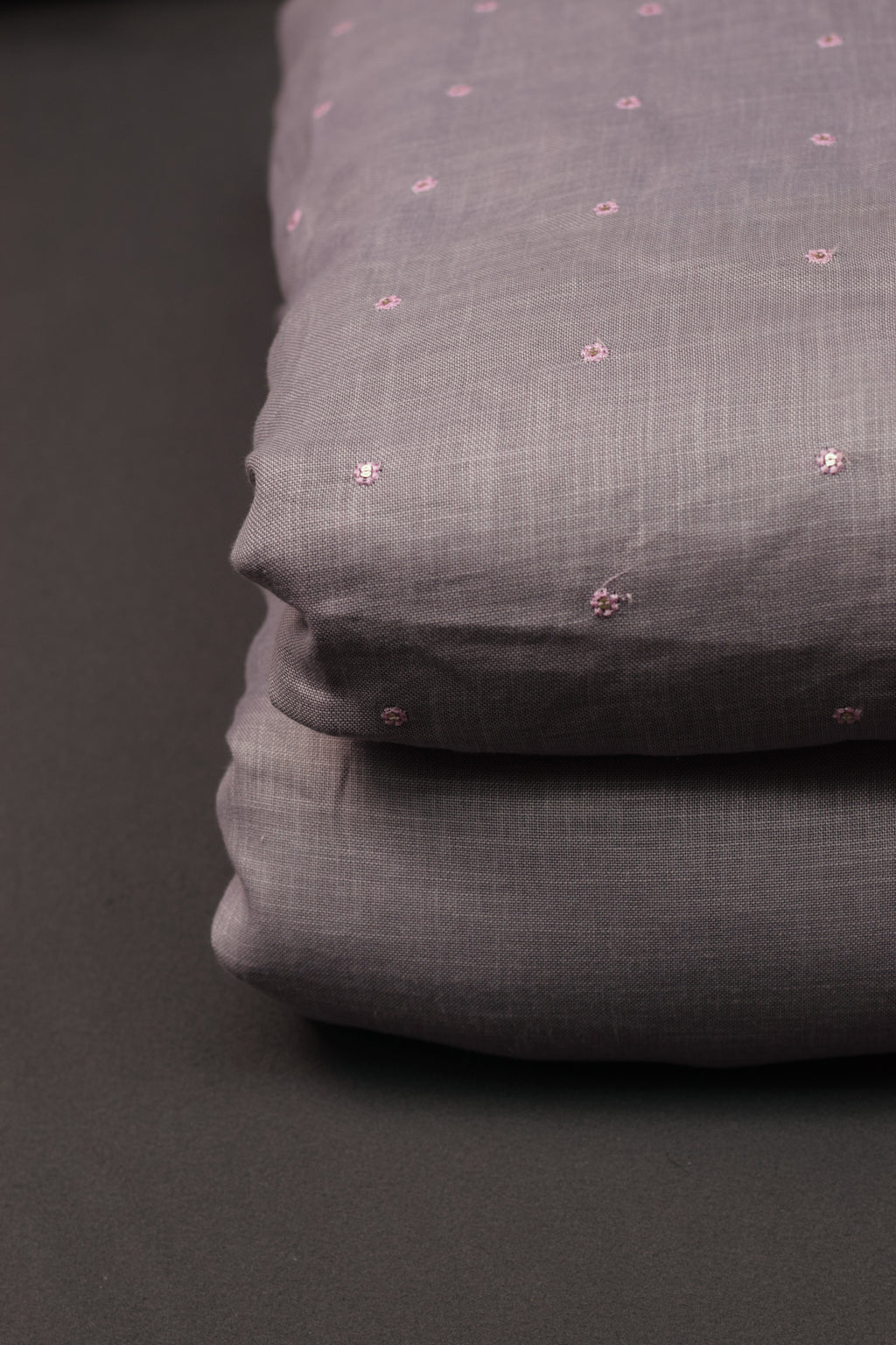 Elegant Grey Semi Linen Dress Material with Subtle Floral Buti – 44" Width (Top & Bottom Set)