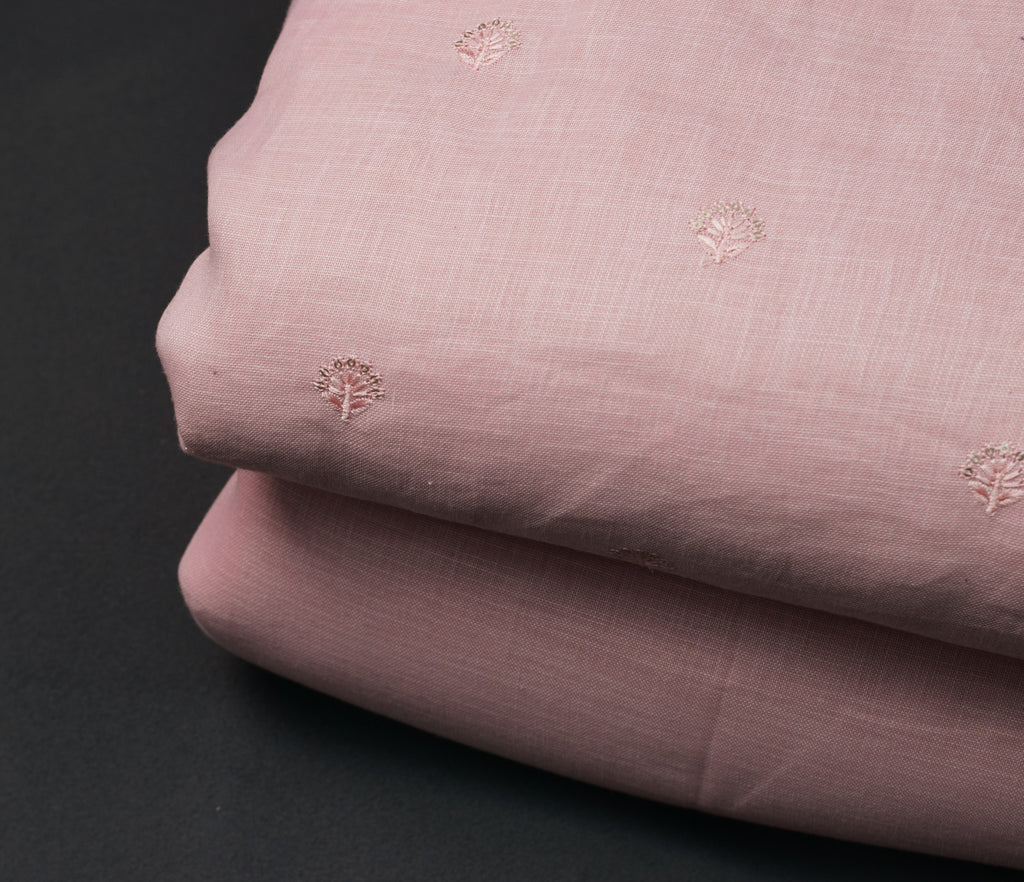 Elegant Dusty Pink Semi Linen Dress Material Set – 44” Width Top &amp; Bottom