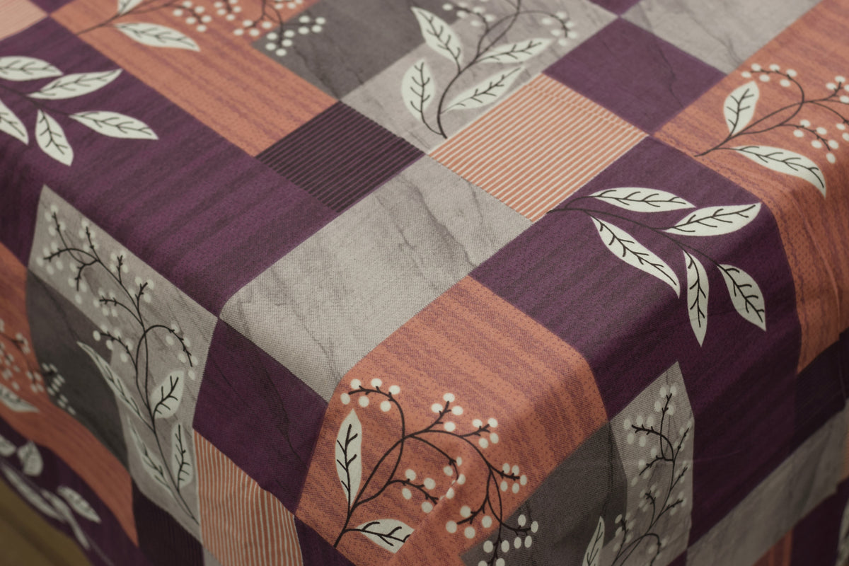 Queen Size Cotton Blend Bedsheet – Abstract Floral Block Print | 90 × 100 Inches