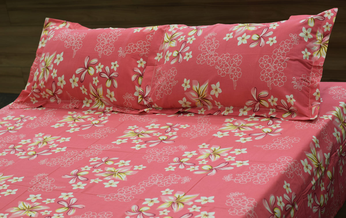 Floral Print Cotton Blend Queen Size Bedsheet – 90 × 100 Inches