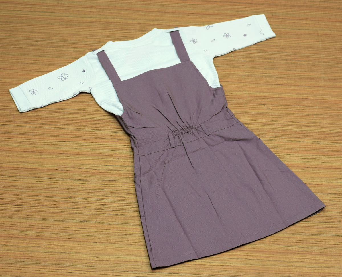 Girls’ Stylish Pinafore Frock with Printed Full Sleeves