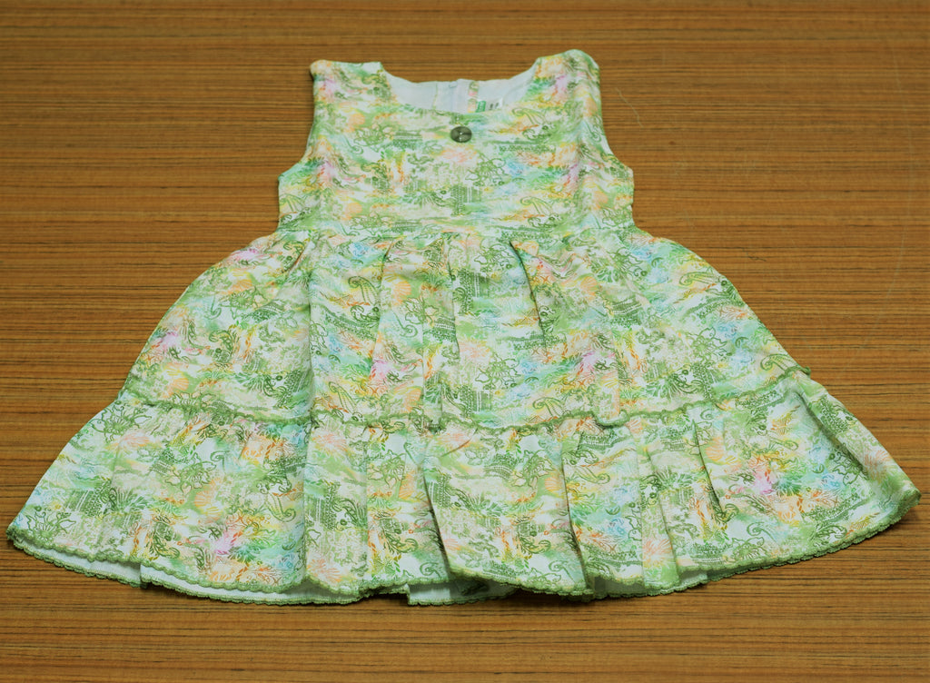 Girls Printed Frock with Olive Green Shrug – Stylish Kids Party Wear Dress