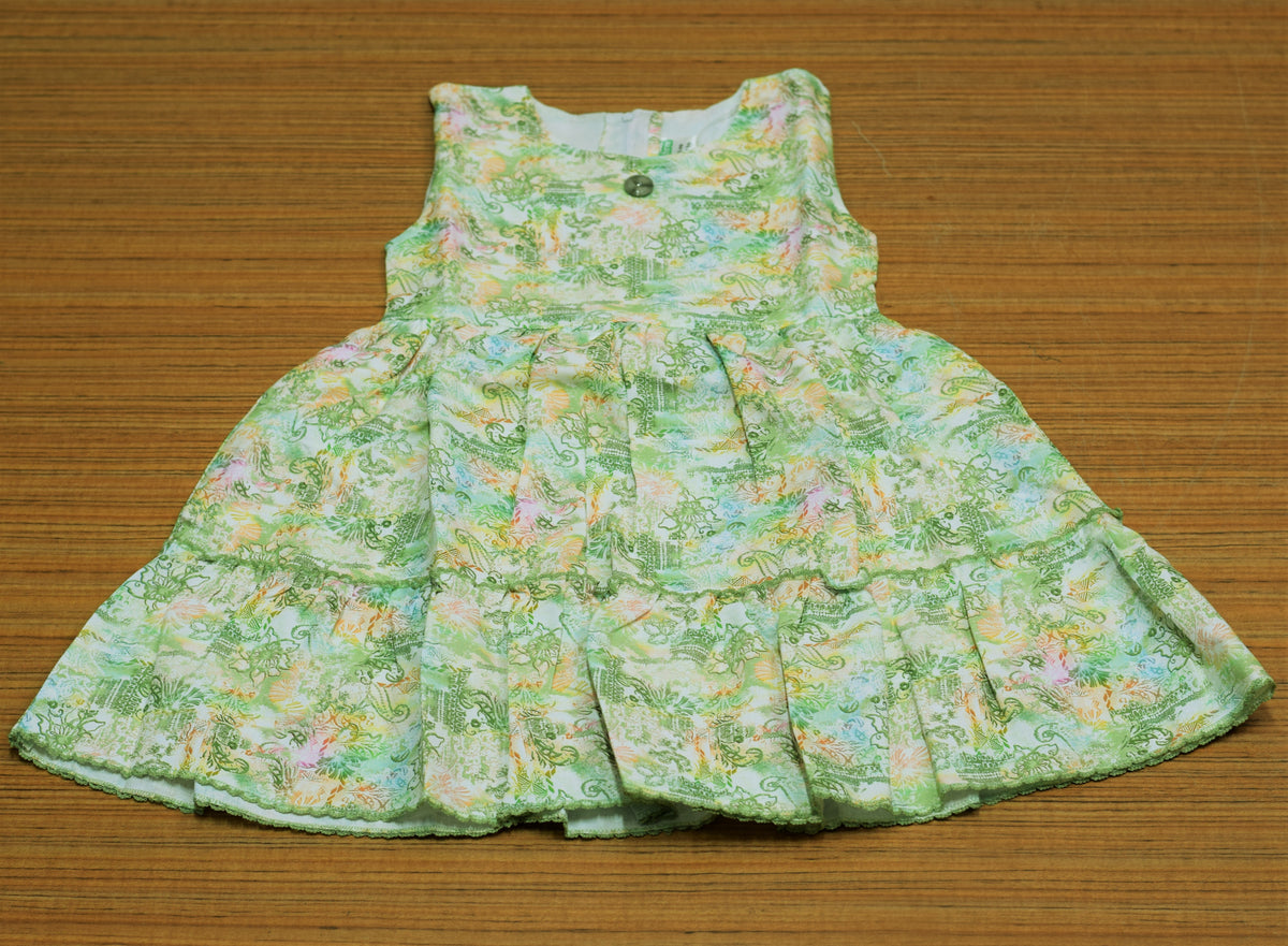 Girls Printed Frock with Olive Green Shrug – Stylish Kids Party Wear Dress