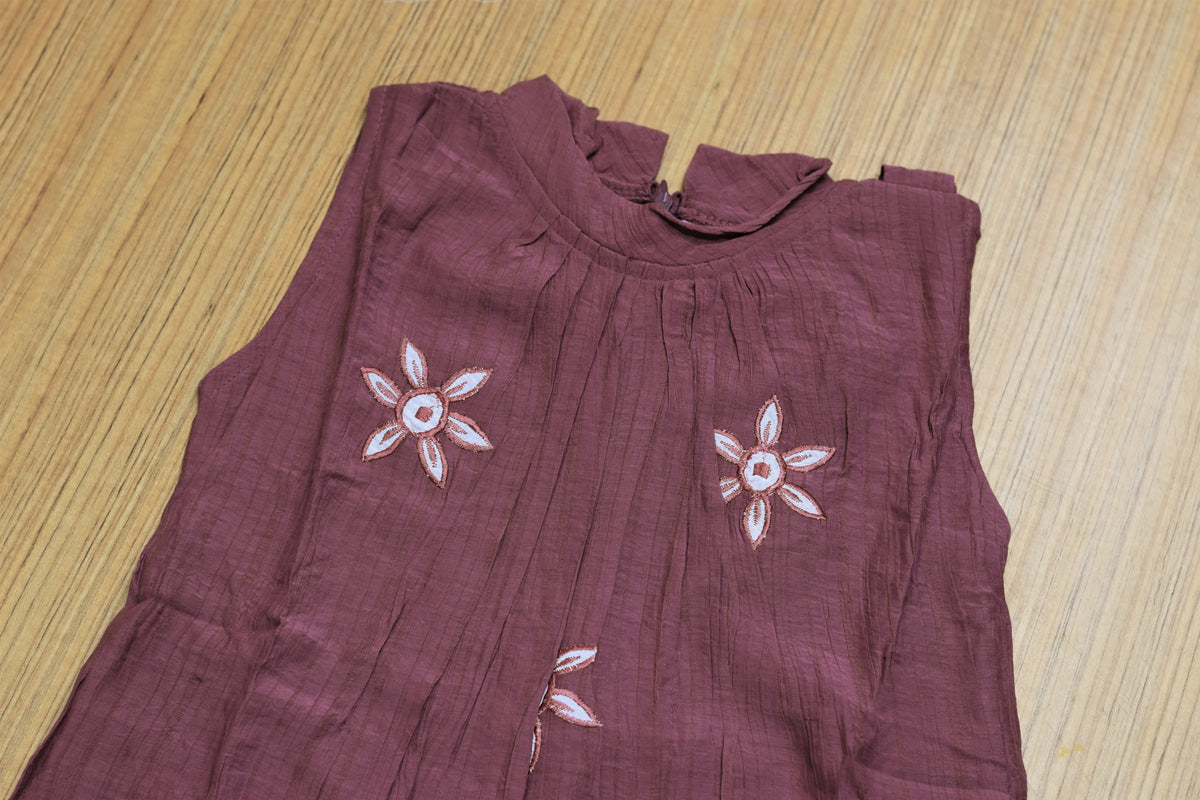 Girls Cotton Frock with Floral Embroidery – Stylish Casual Dress
