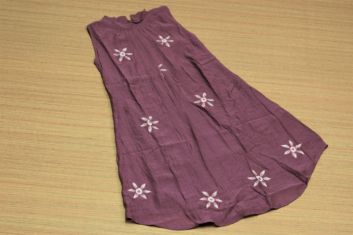 Girls Cotton Frock with Floral Embroidery – Stylish Casual Dress