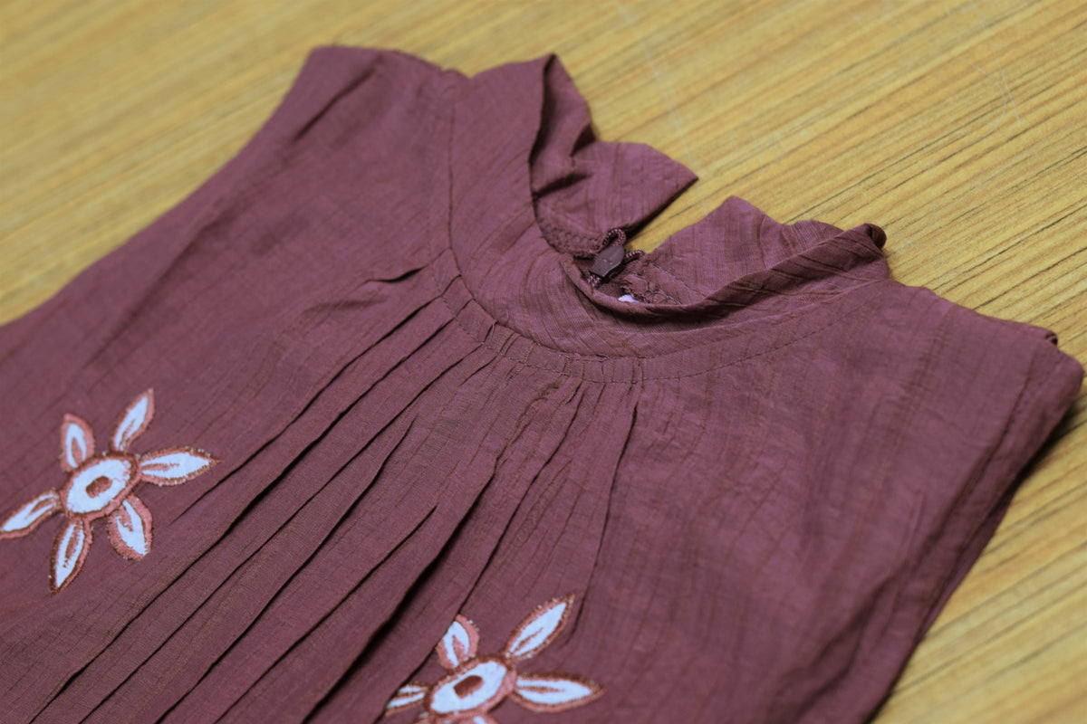 Girls Cotton Frock with Floral Embroidery – Stylish Casual Dress
