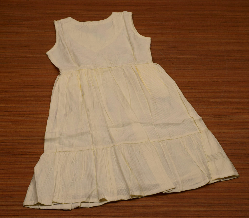 Girls Cream Floral Embroidered Frock with Inner Sleeves – Elegant Party Wear Dress