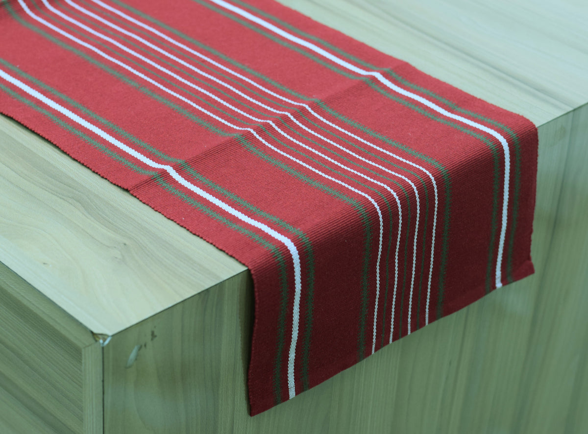 Red Striped Table Runner – 116 × 30 cm