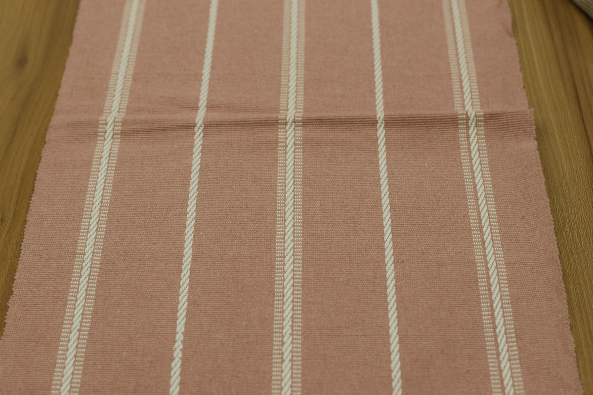 Pink & White Striped Table Runner – 116 × 30 cm