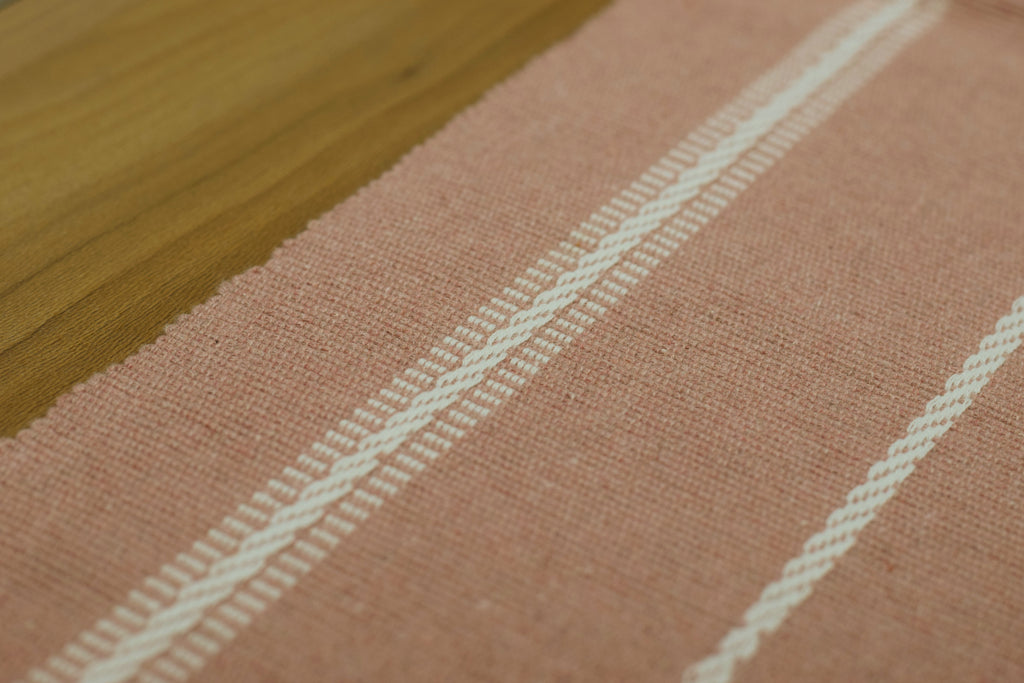 Pink & White Striped Table Runner – 116 × 30 cm
