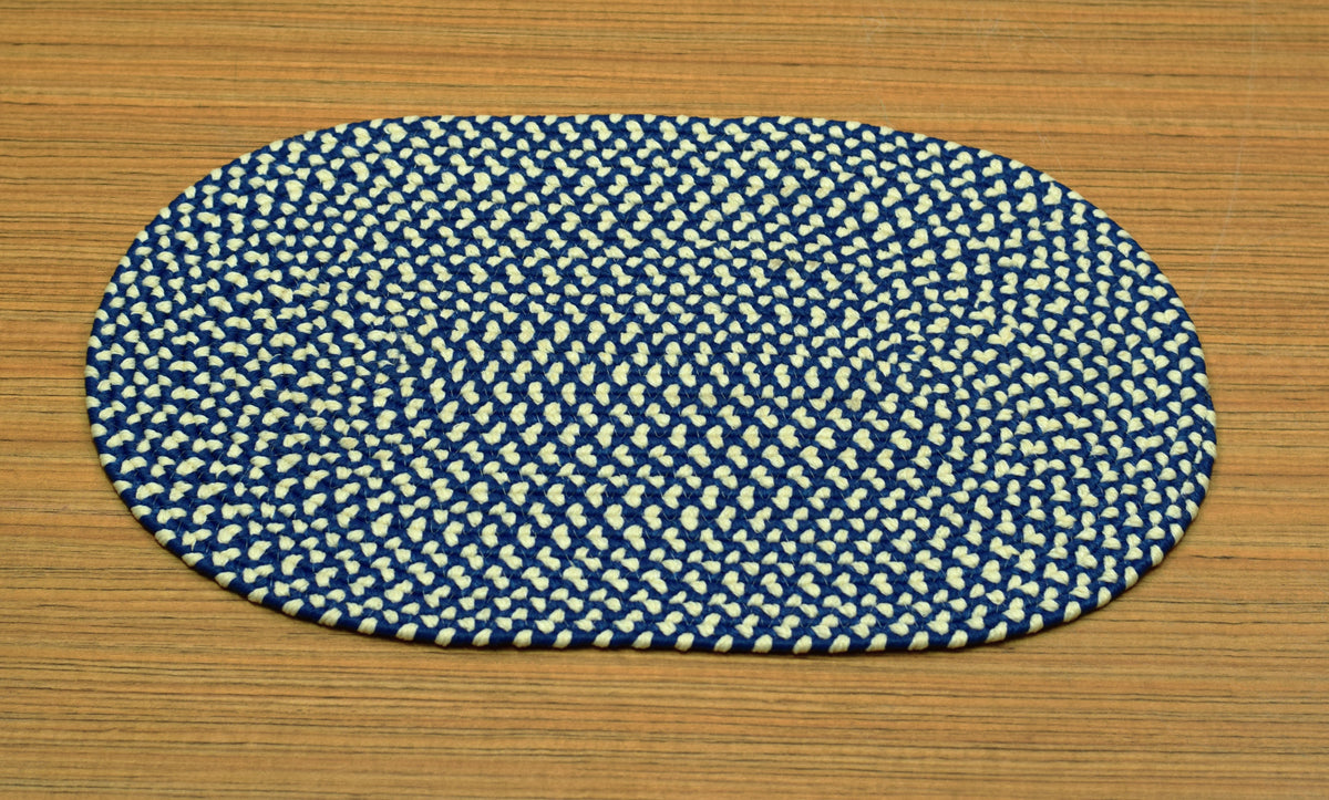 Blue & Ivory Braided Oval Table Mat | Textured Decorative  (6 – Nushio by Pulpel