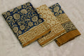 Blue & Beige Floral Printed Churidar Set Material