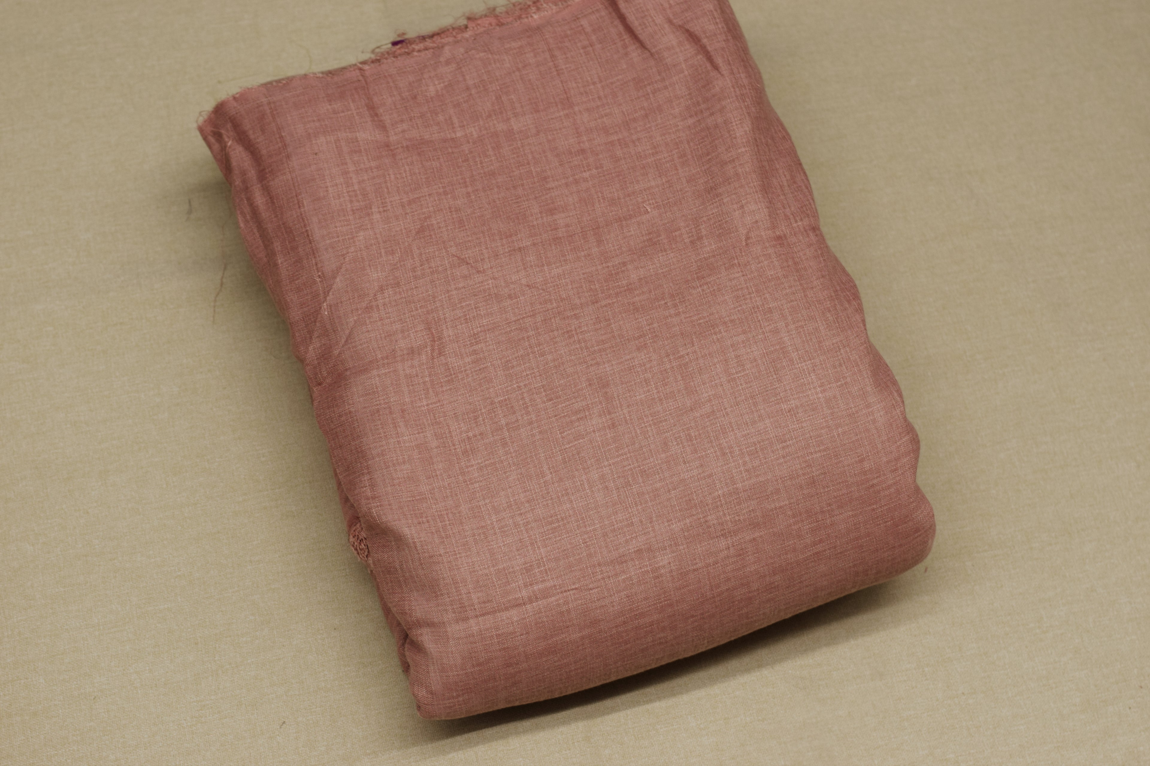 Dusty Rose Semi Linen Embroidered Dress Material Set – Top & Bottom | 54" Width