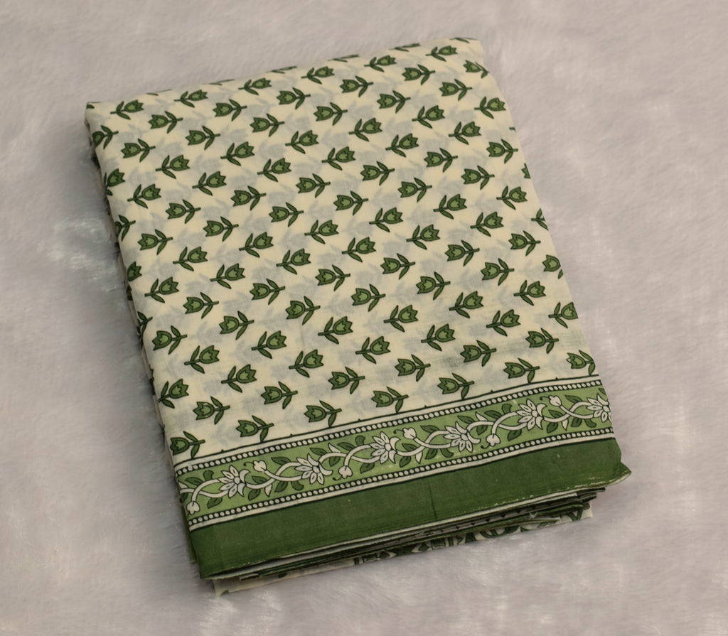 Green Floral Printed Churidar Set Material – Elegant Ethnic Dress Fabric