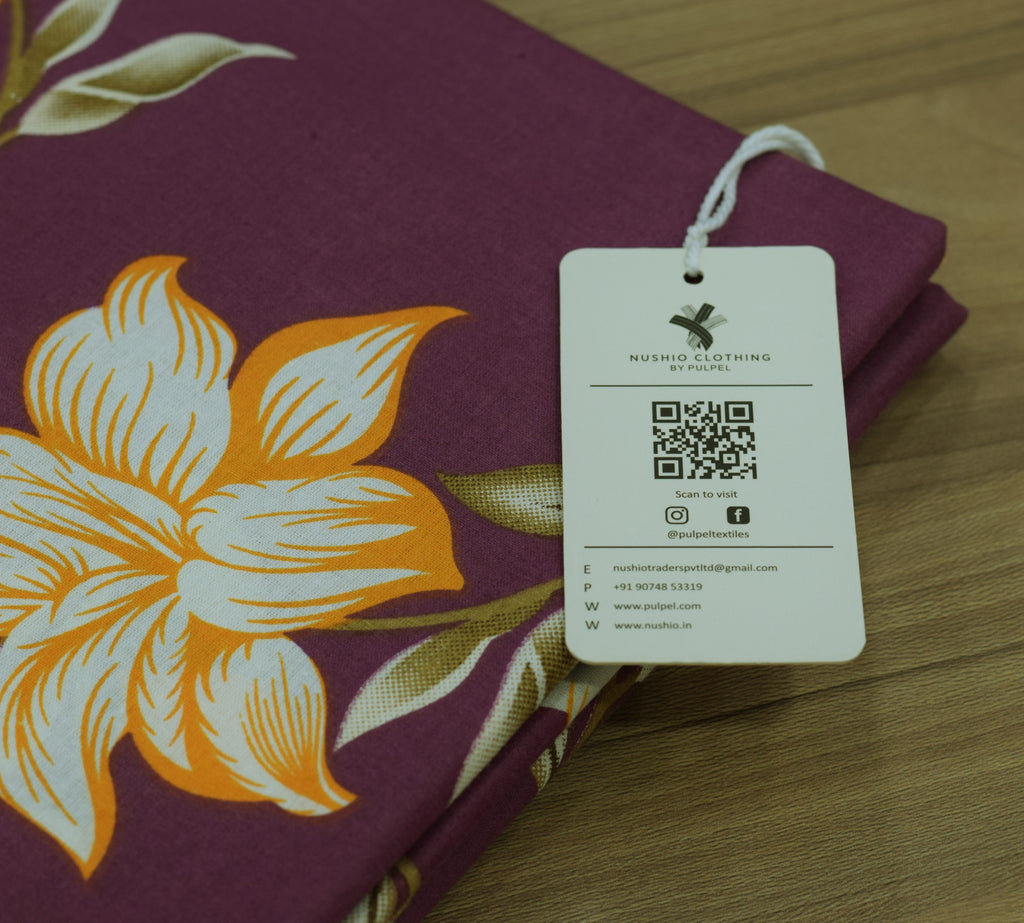 Deep Purple Floral Print Queen Size Cotton Blend Bedsheet with 2 Pillow Covers (90x100 inches)