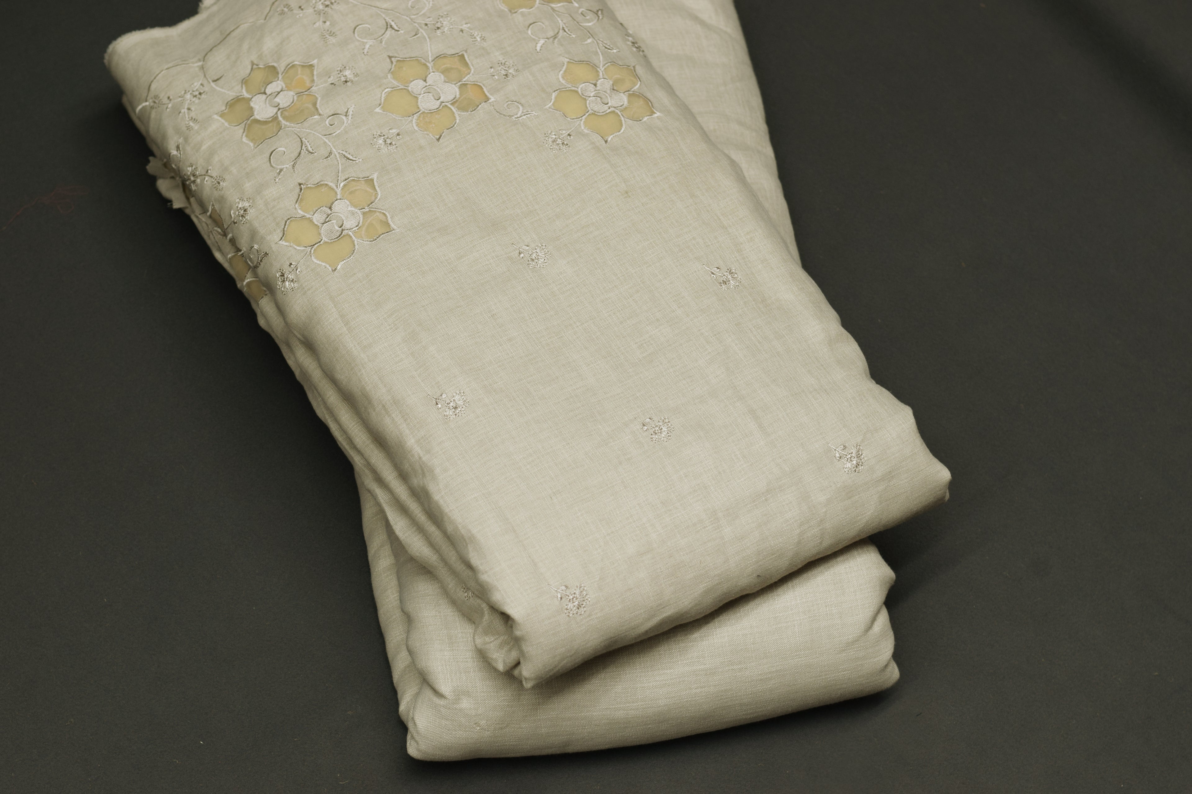 Floral Cutwork Semi-Linen Unstitched Salwar Suit Material