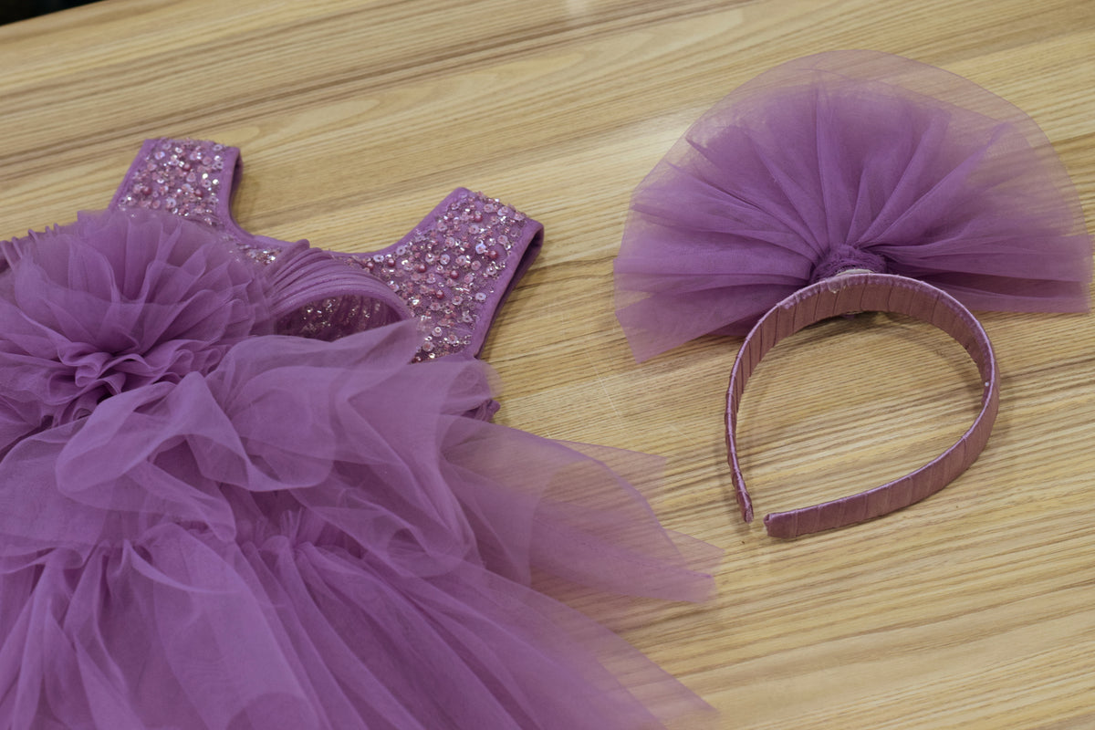 Fancy Baby Girl Frock with Sequin Embellishments and Layered Tulle Skirt