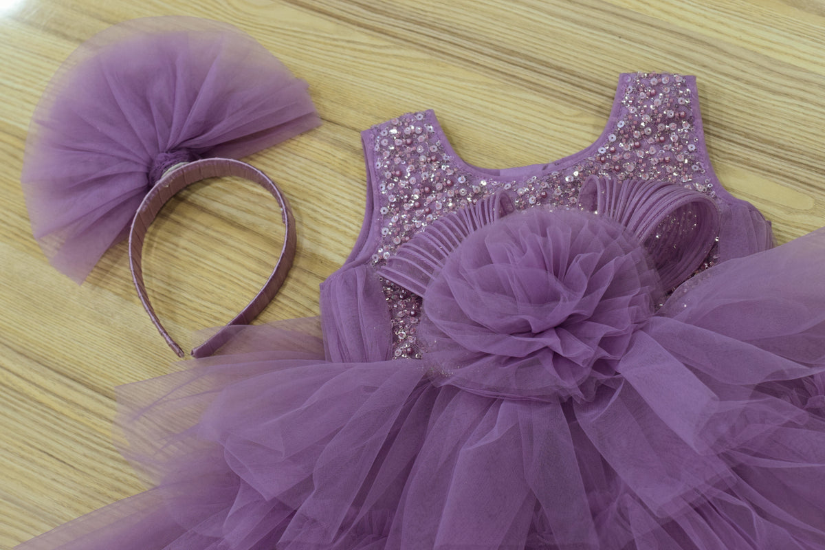 Fancy Baby Girl Frock with Sequin Embellishments and Layered Tulle Skirt