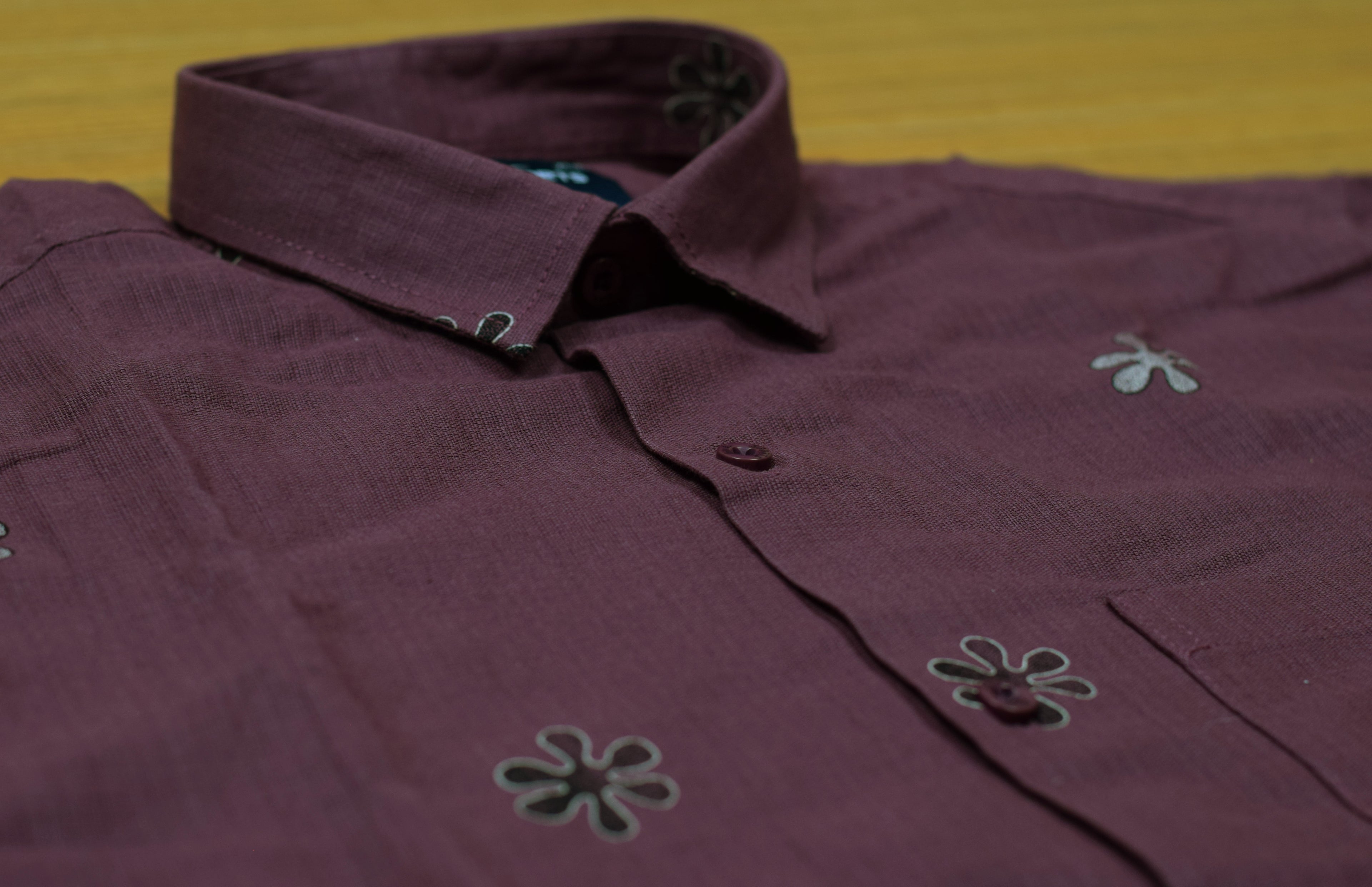 Men's Dusty Purple Cotton Floral Printed Full Sleeve Casual Shirt | Regular Fit Button-Down Shirt