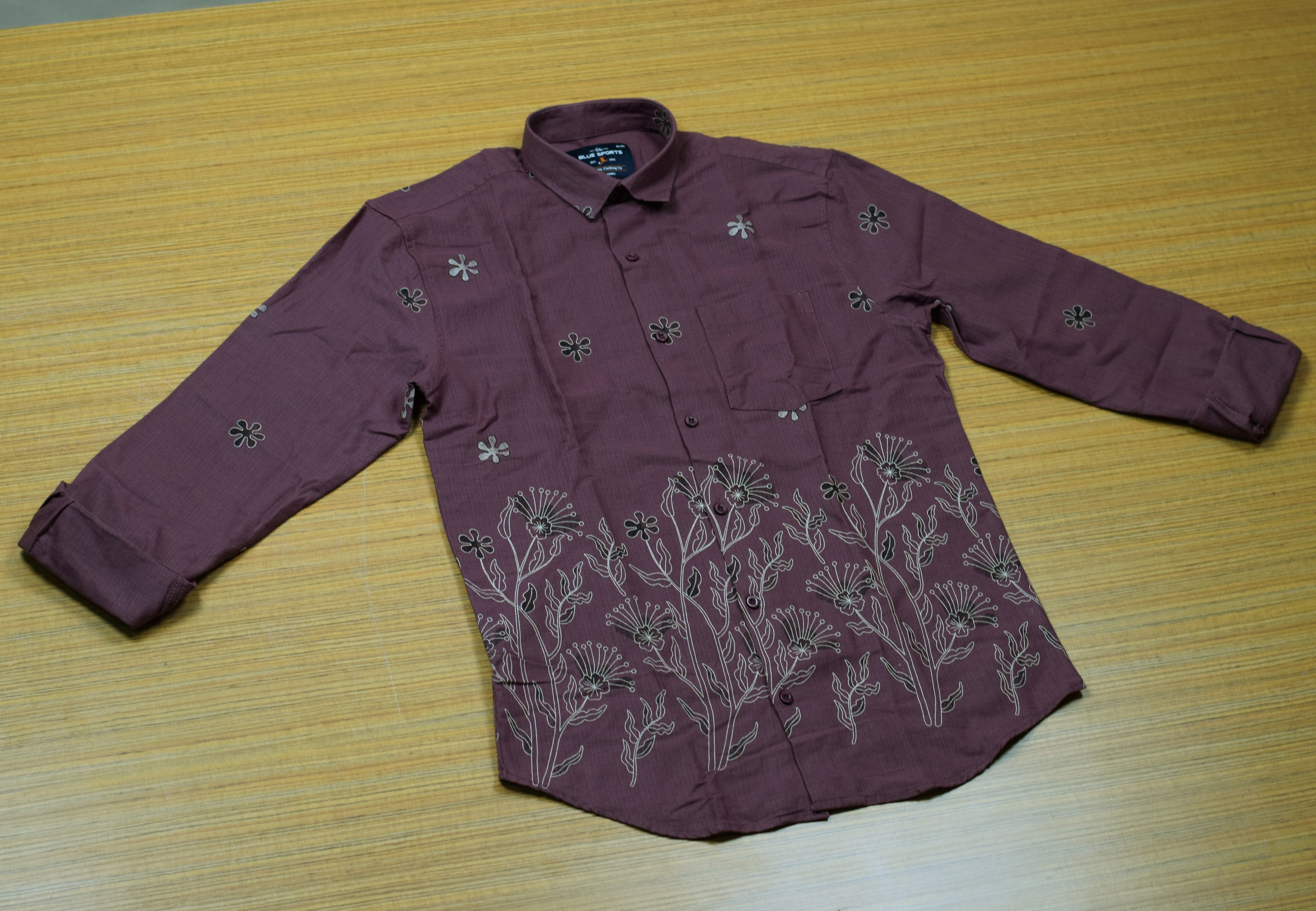 Men's Dusty Purple Cotton Floral Printed Full Sleeve Casual Shirt | Regular Fit Button-Down Shirt