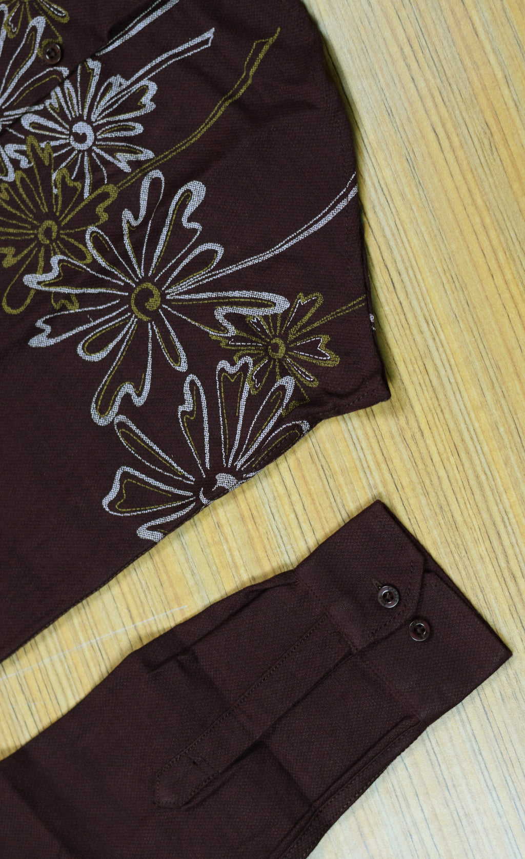 Men's Deep Wine Cotton Floral Printed Full Sleeve Casual Shirt