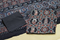 Navy Blue Modal Silk Printed Churidar Set Material | Printed Top & Plain Bottom