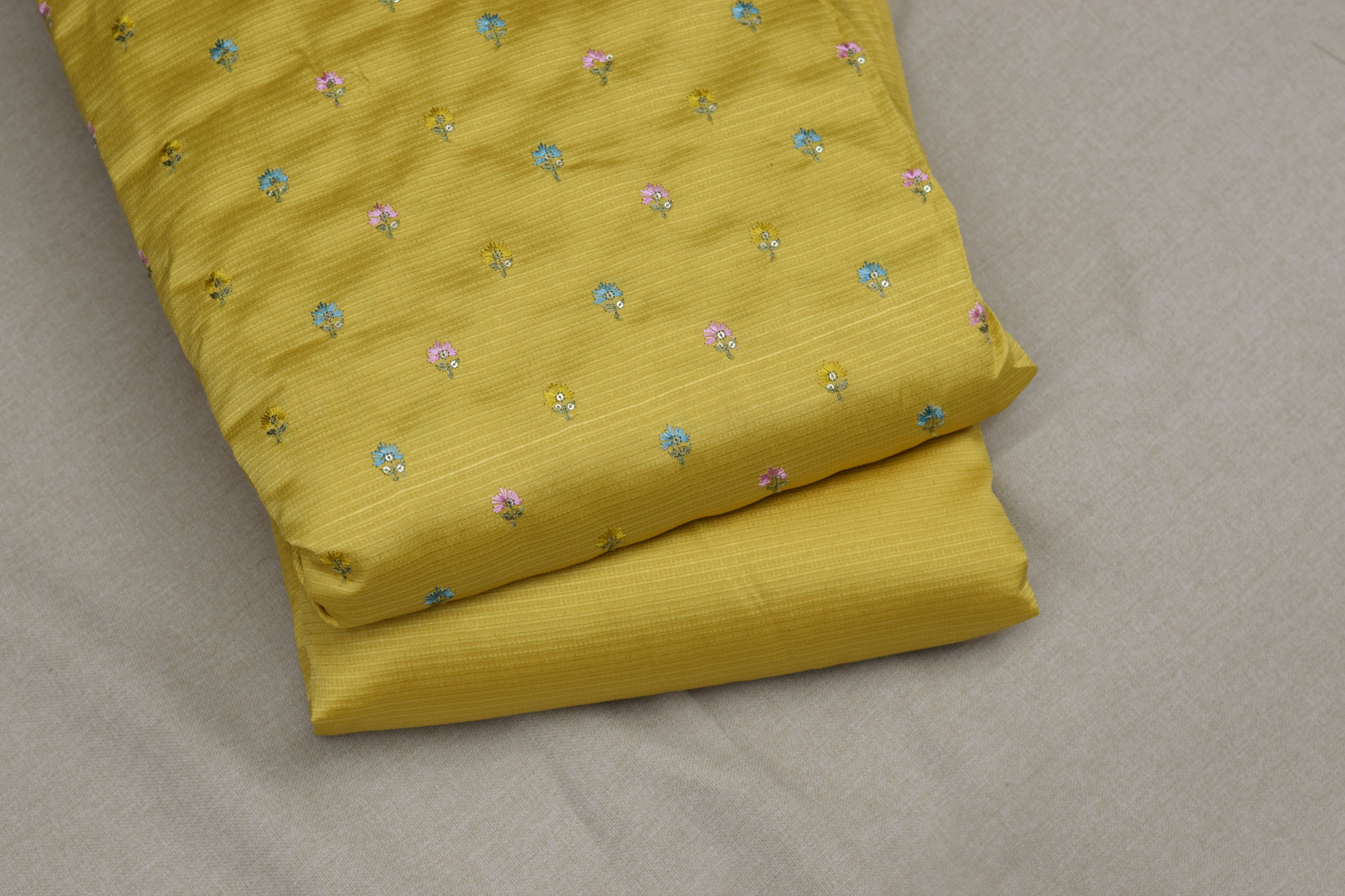 Sunlit Bloom Berlin Silk Dress Material Set-56