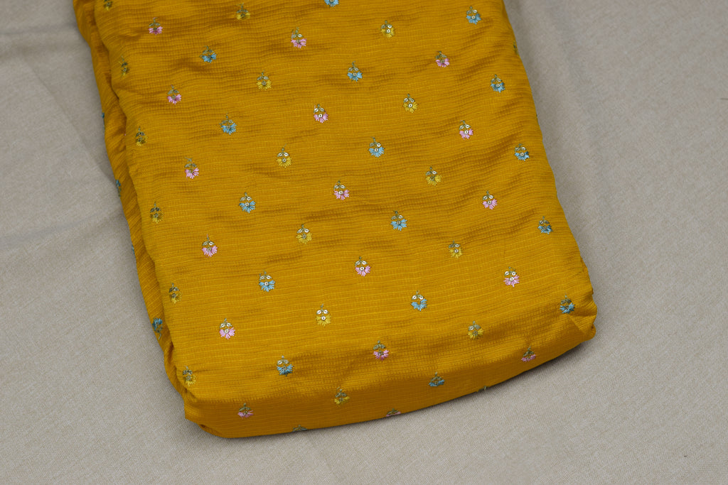 Golden Bloom Berlin Silk Dress Material Set-56"