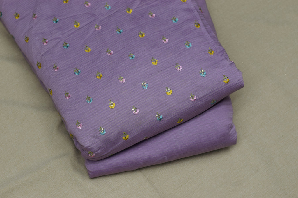 Lavender Bloom Berlin Silk Dress Material Set-56"